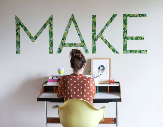 Make: Temporary Wall art from Paper & Stitch