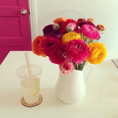 Fresh flowers and fresh lemonade