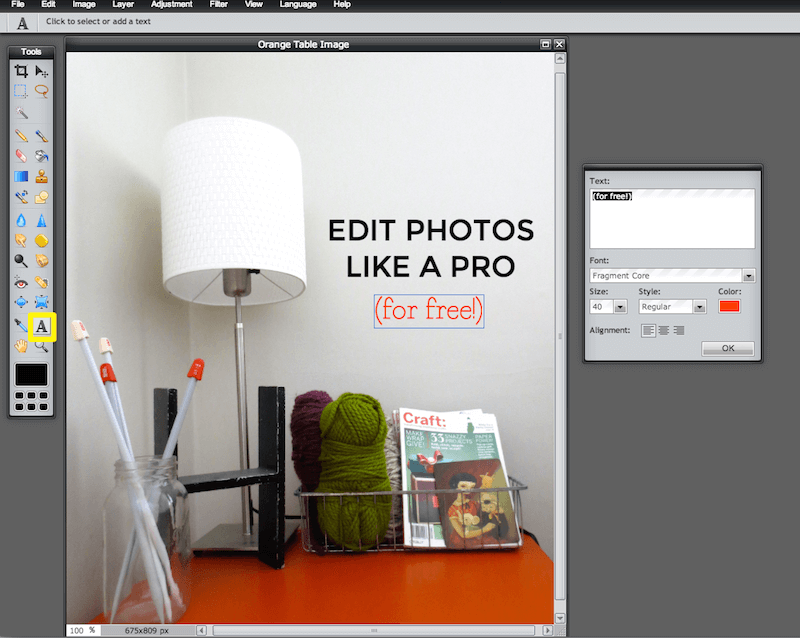 Image editing for bloggers - How to add text to an image online for free 