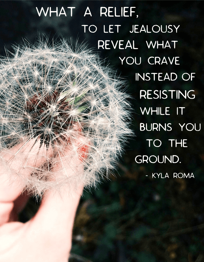 What a relief, to let jealousy lead you to whaty ou creave instead of resisting while it burns you to the ground (via Kyla Roma)